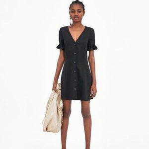 Zara Black Button Down Mini Dress